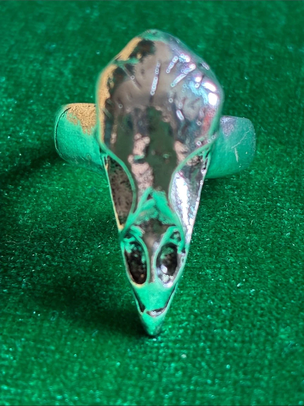 Gothic raven crow skull adjustable ring in silvertone Edgar Allan Poe inspired